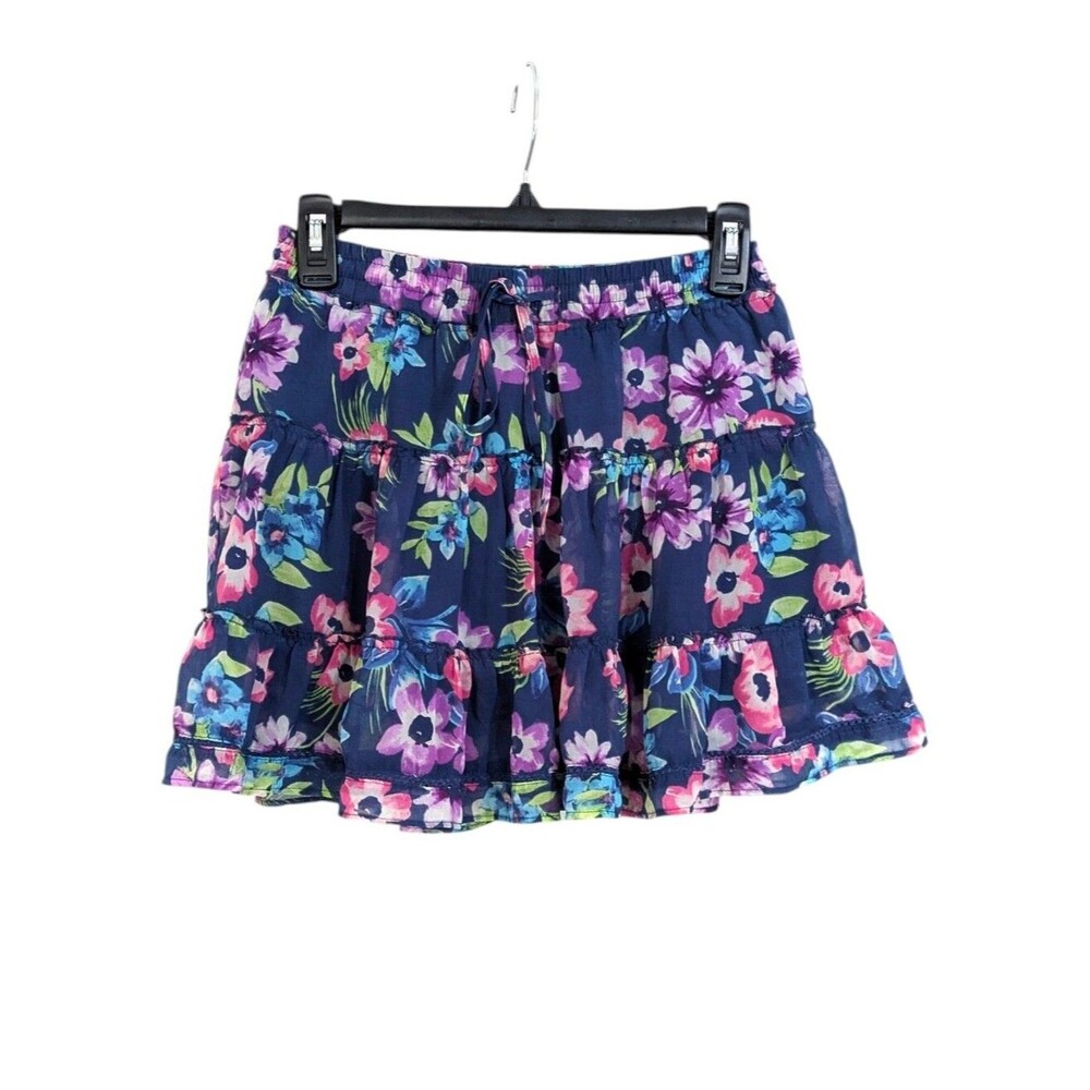 Aeropostale Tiered Floral Skirt - Size Small Womens - Blue Purple Pink Green